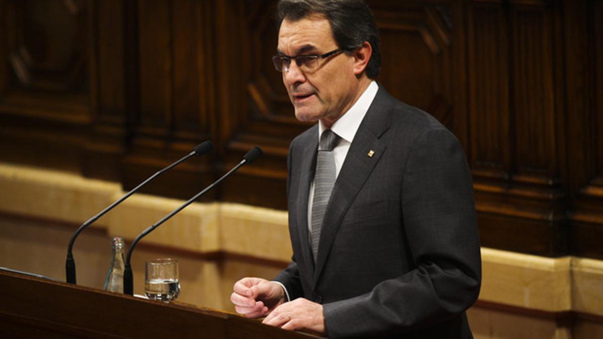 Artur Mas, durante el debate de investidura.