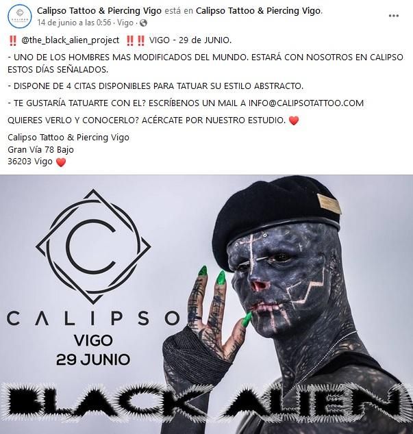 El aviso en Facebook de la visita de Black Alien a Vigo.