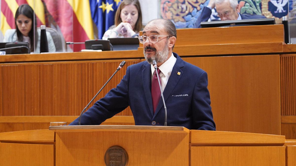 El presidente Lambán, durante su comparecencia,