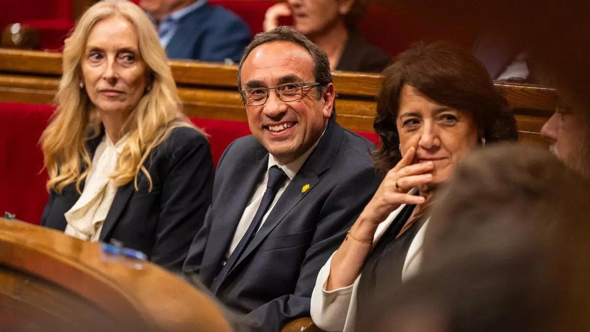 El nuevo presidente del Parlament, Josep Rull, este lunes en el Parlament de Cataluña.