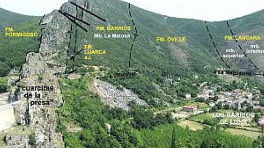 Formaciones del Cambro-ordovícico cerca del embalse de Barrios de Luna.