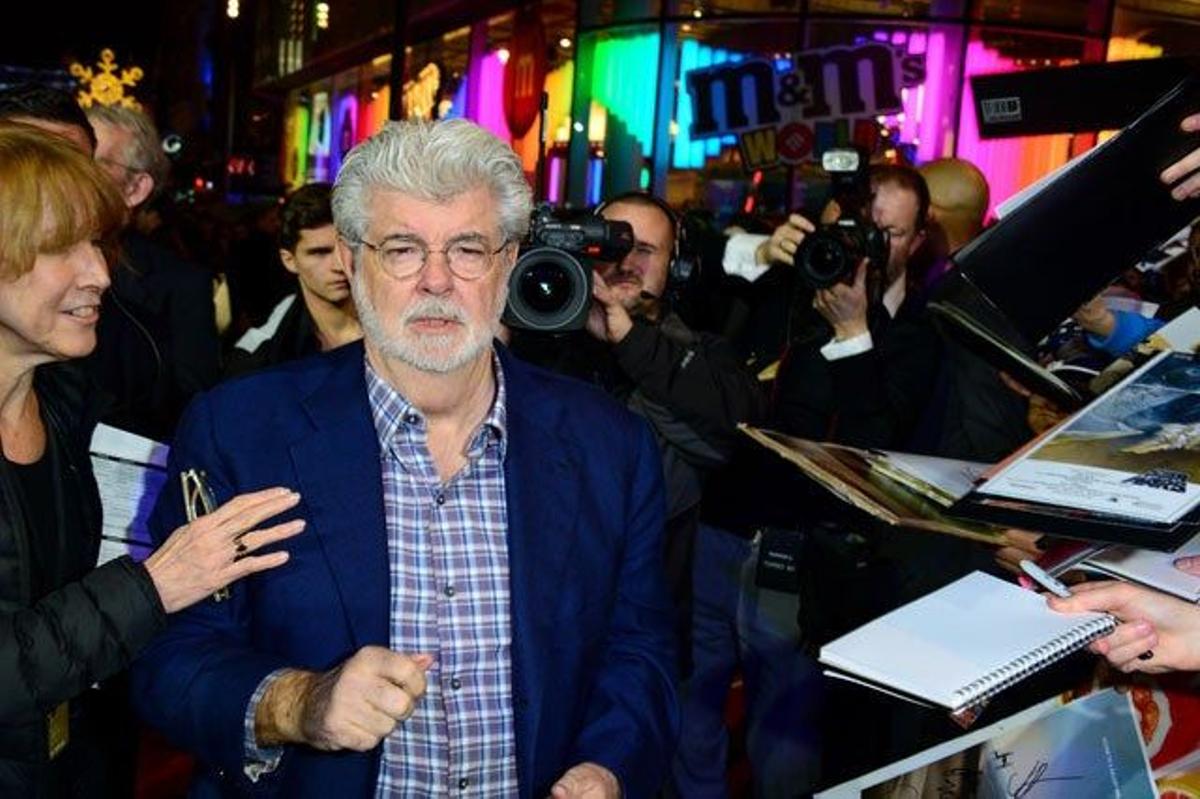 George Lucas, en el preestreno de la última película de La guerra de las galaxias en Londres.