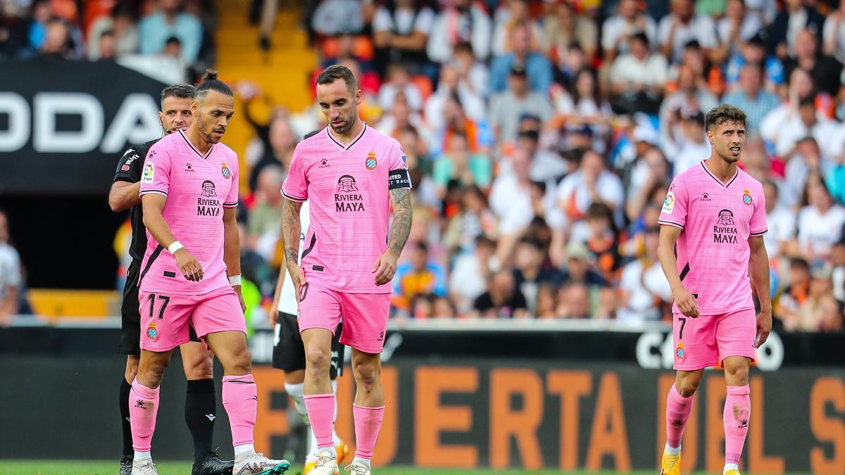 Los jugadores del Espanyol durante un partido