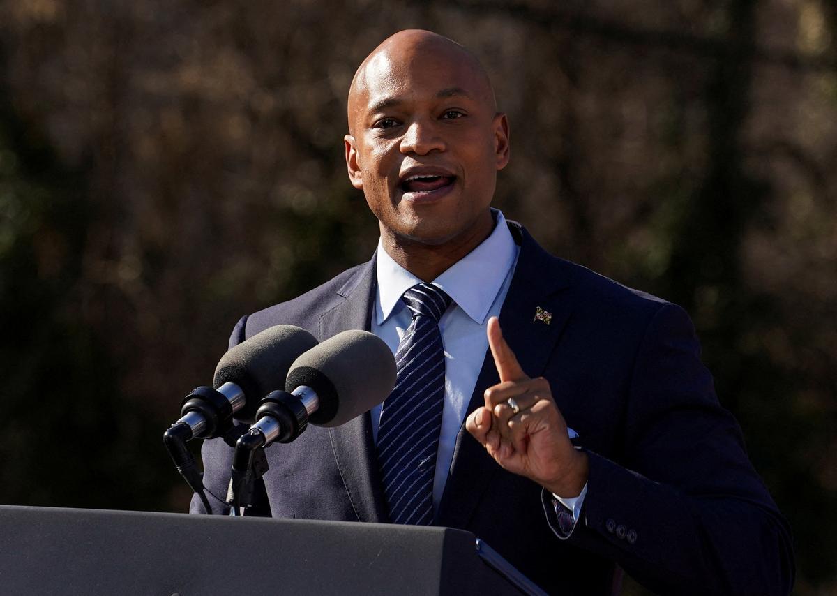 FILE PHOTO: Maryland Governor Wes Moore speaks at an event in Baltimore