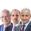 Josep Borrell, Ayman Safadi y Nasser Kamel