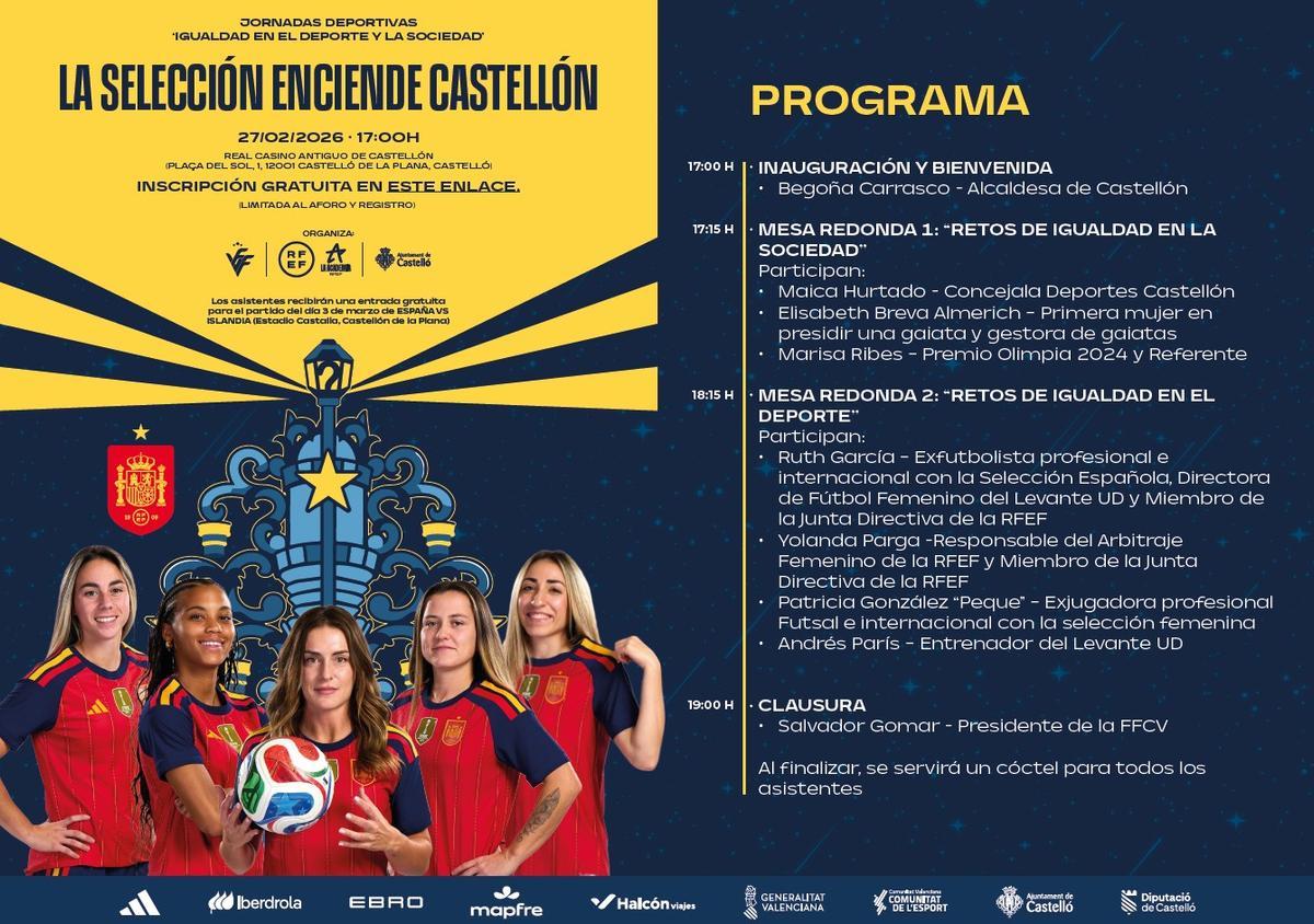El programa de la jornada 'La selección enciende Castellón'.