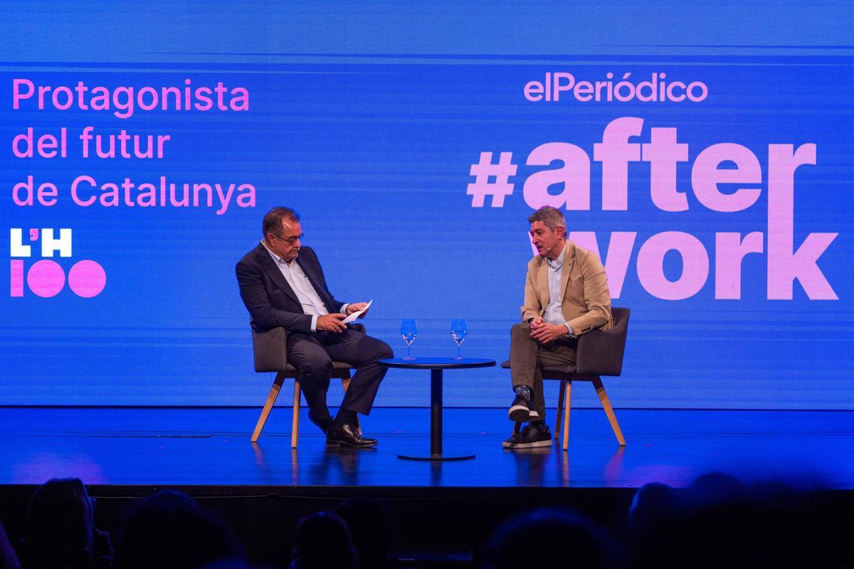 Sáez y Quirós, durante el '#afterwork' de EL PERIÓDICO con motivo del centenario de L'Hospitalet.