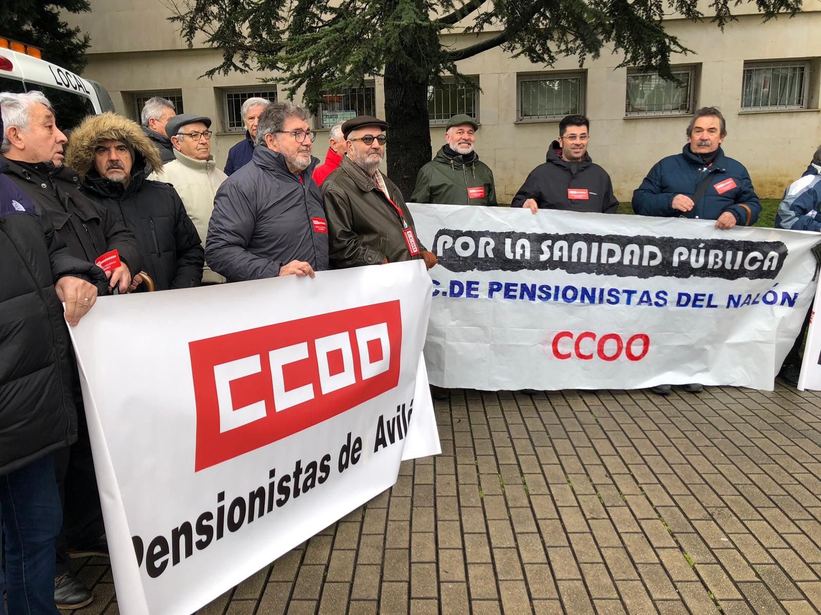 Protesta de los pensionistas en Langreo para pedir mejoras en la sanidad