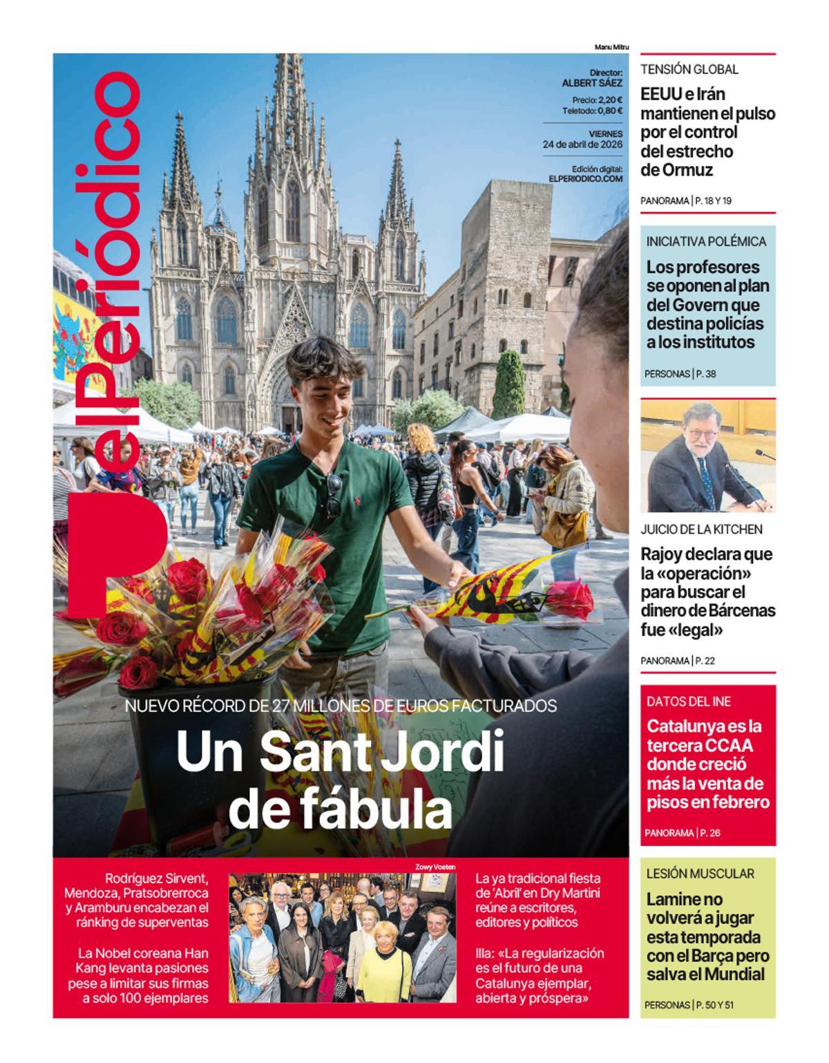 La portada de EL PERIÓDICO del 24 de abril de 2026