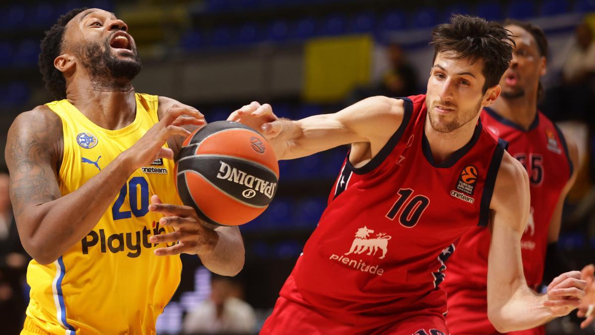 Bolmaro, en defensa ante Levi Randolph contra el Maccabi