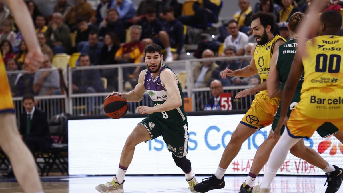 Darío Brizuela se torció el tobillo en el partido ante el Gran Canaria.