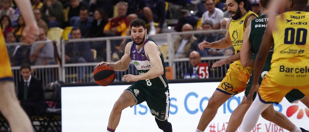Darío Brizuela se torció el tobillo en el partido ante el Gran Canaria.