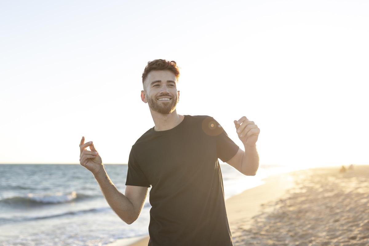 young adult wearing blank shirt
