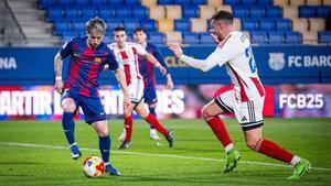 Dani Rodríguez fue el más peligroso del Barça Atlètic hasta la lesión