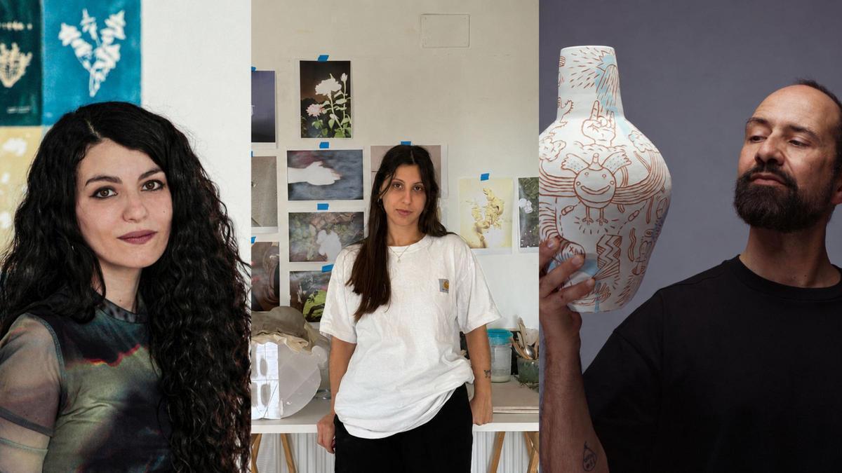 Los tres artistas seleccionados para formar parte de la residencia artística cerámica de l'Alcora, Ana Daganzo, Sandra Mar y Marco Pardo.