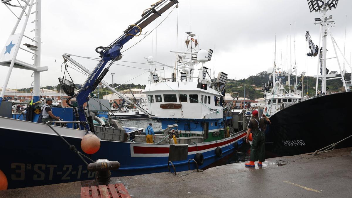 Pesqueros en el Muelle de Rendiello, en El Musel.