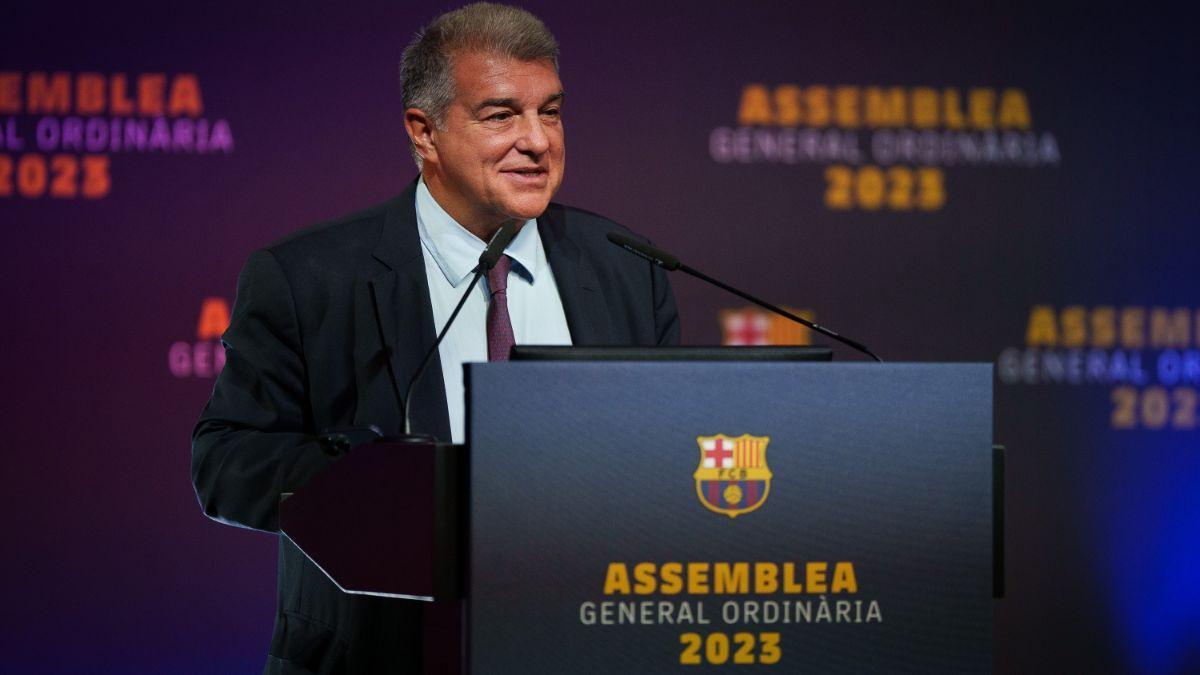 Joan Laporta en la Asamblea: "Se ha trabajado para retornar la alegría al barcelonismo"