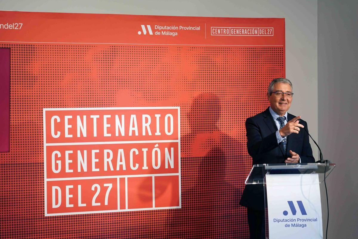 El presidente de la Diputación de Málaga, Francisco Salado, durante la presentación de la sede de la Generación del 27.