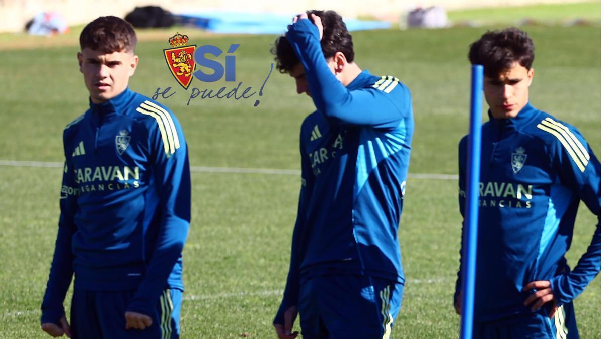 Hugo Pinilla, en el entrenamiento junto a Juan Sebastián y Larios.