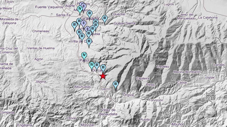 Mapa de intensidades del terremoto con epicentro en Nigüeles.