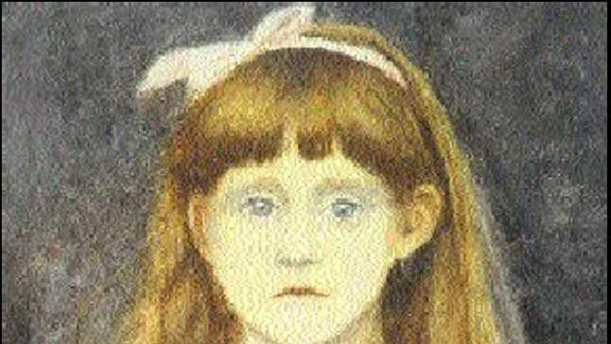 Arriba, retrato al pastel de Emma Bogaert (1883). A la derecha, «Cementerio vasco  francés», litografía del «Álbum vasco» (1897).