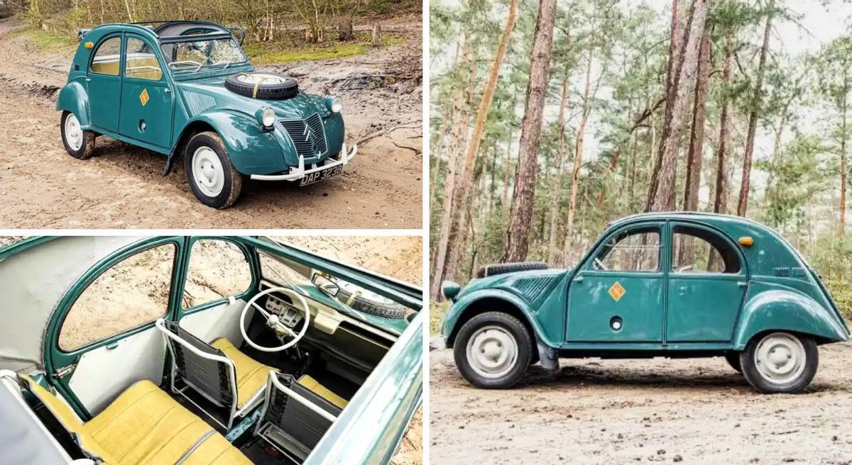 El modelo 2CV Sahara de la Guardia Civil que fue subastado en Mónaca, en 2022.