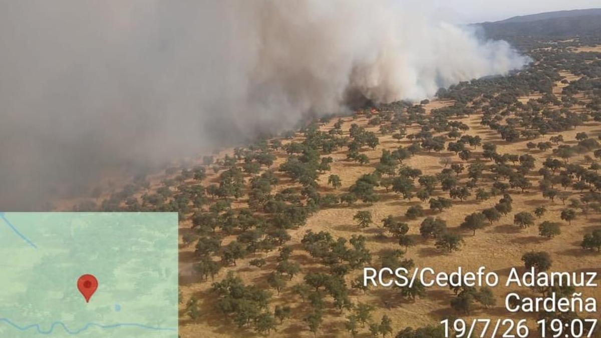Imagen facilitada por el Infoca del incendio en la Venta del Charco.
