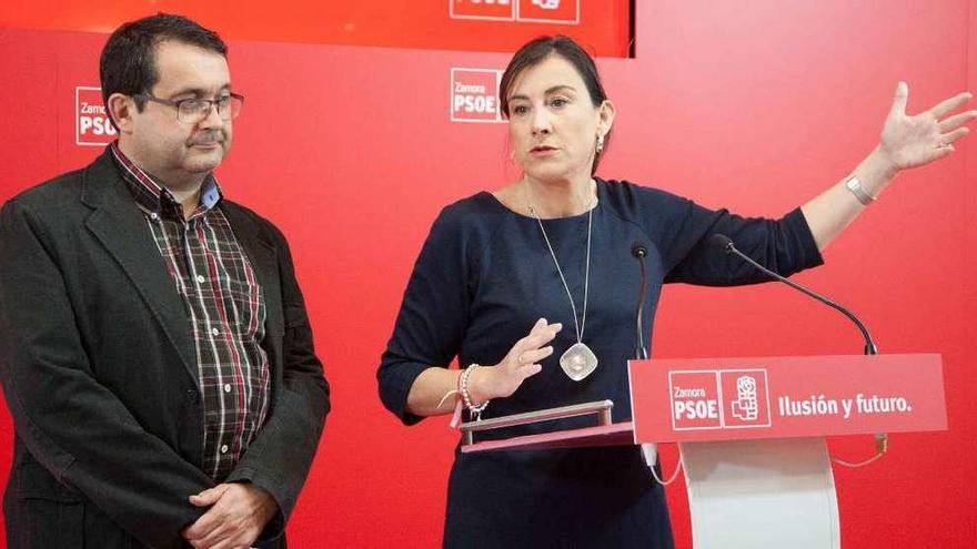 El portavoz socialista de Agricultura, José Luis Cepa, y la vicepresidenta de las Cortes, Ana Sánchez.
