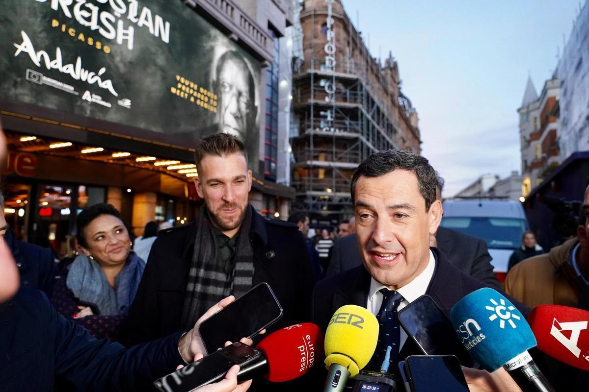 El presidente andaluz, Juan Manuel Moreno, presenta en Londres una campaña de promoción de Andalucía.