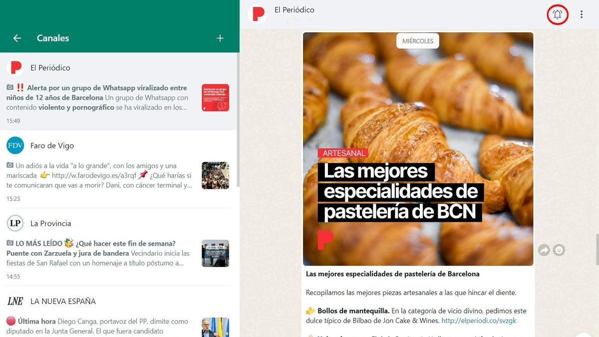 Canal de Whatsapp de El Periódico