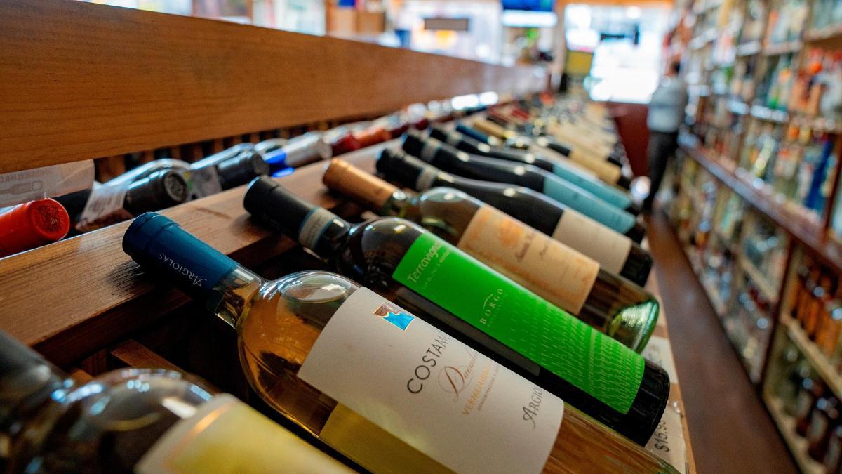 Botellas de vino en una tienda estadounidense.