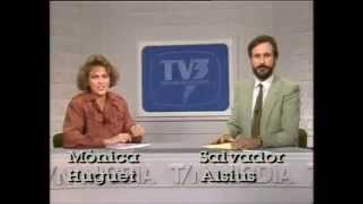 Mònica Huguet y Salvador Alsius, en el 'Telenotícies migdia' de los años 80.