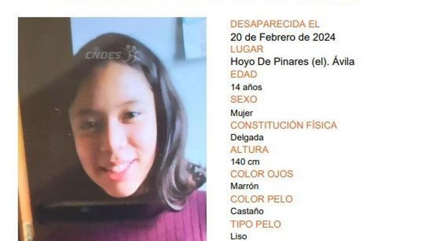 Buscan menor 14 anos desaparecida martes enHoyo de Pinares (Ávila).