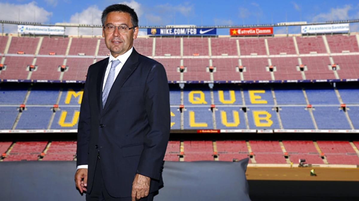 El president del Barça parla per a EL PERIÓDICO a la llotja del Camp Nou.