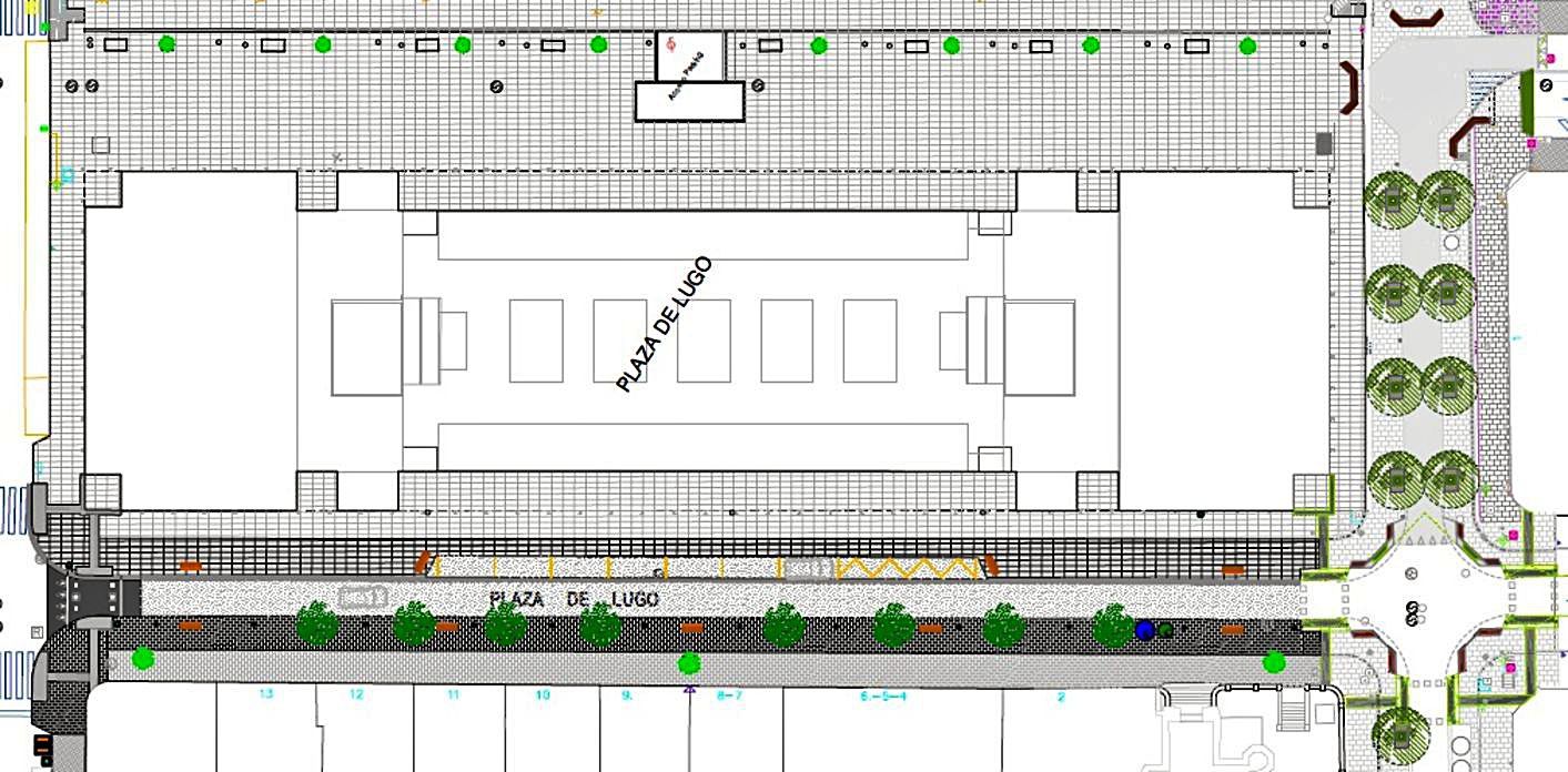 Planos de la reforma de la plaza de Lugo, con la eliminación de un carril en la parte inferior. |   // LA OPINIÓN