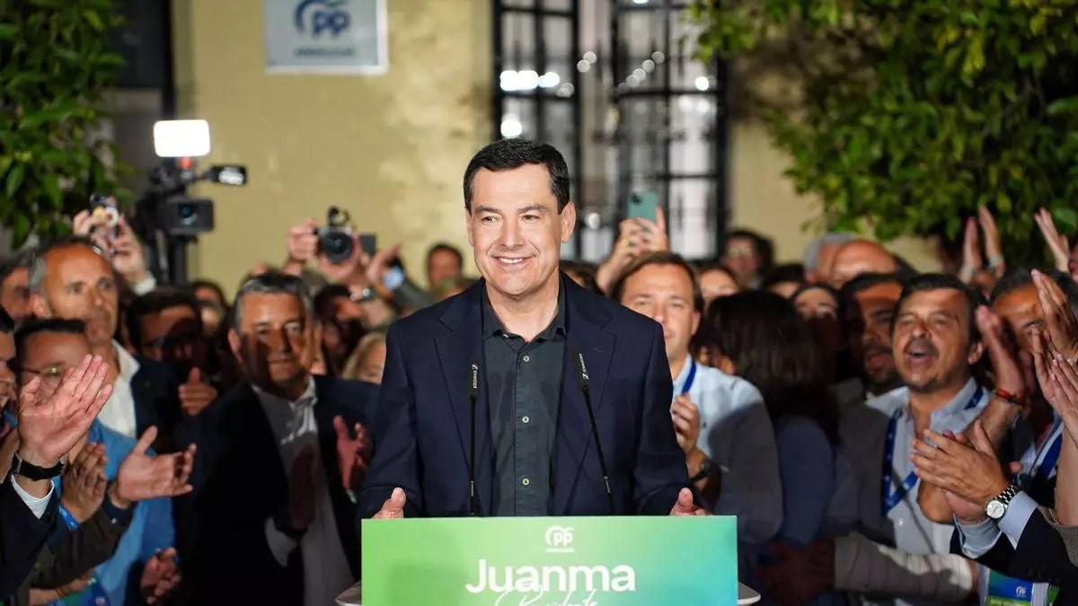 Andalusiens Ministerpräsident Juanma Moreno am Sonntagabend (17.5.).