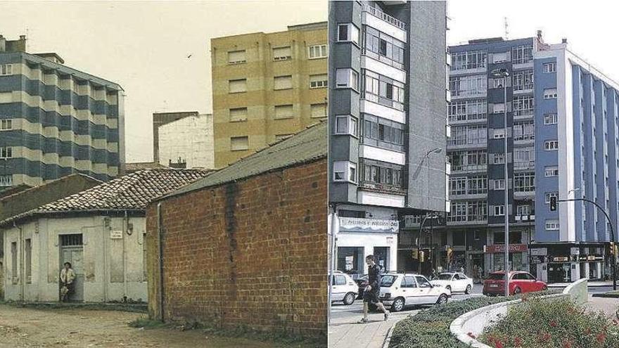 Dos fotografías de la calle Morón, en 1981 (izquierda) y 2017.