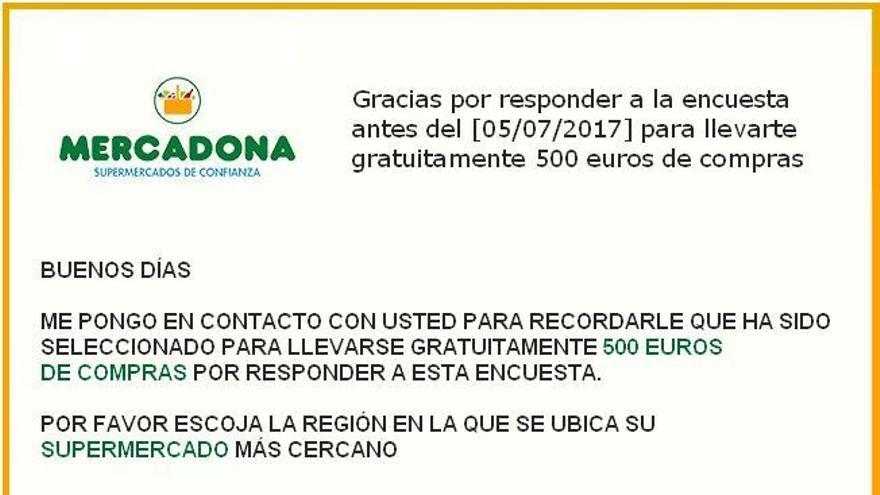 La Guardia Civil advierte: Mercadona no regala 500 euros
