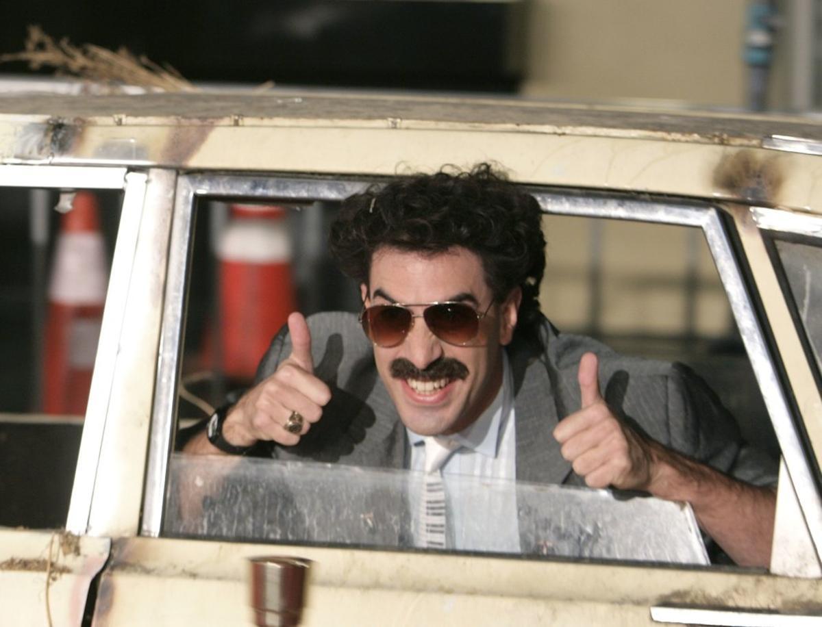 Actor Sacha Baron Cohen arrives in character as Borat for the film premiere of ’Borat: Cultural Learnings of America for Make Benefit Glorious Nation of Kazakhstan in the Hollywood section of Los Angeles, Monday, Oct. 23, 2006. (AP Photo/Matt Sayles) Actor Sacha Baron Cohen arrives in character as Borat for the film premiere of ’Borat: Cultural Learnings of America for Make Benefit Glorious Nation of Kazakhstan in the Hollywood section of Los Angeles, Monday, Oct. 23, 2006. (AP Photo/Matt Sayles)