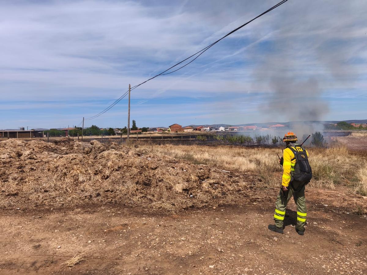 Un camión que circulaba por la N-630 con una rueda ardiendo, posible causa del incendio de Pozuelo de Tábara.