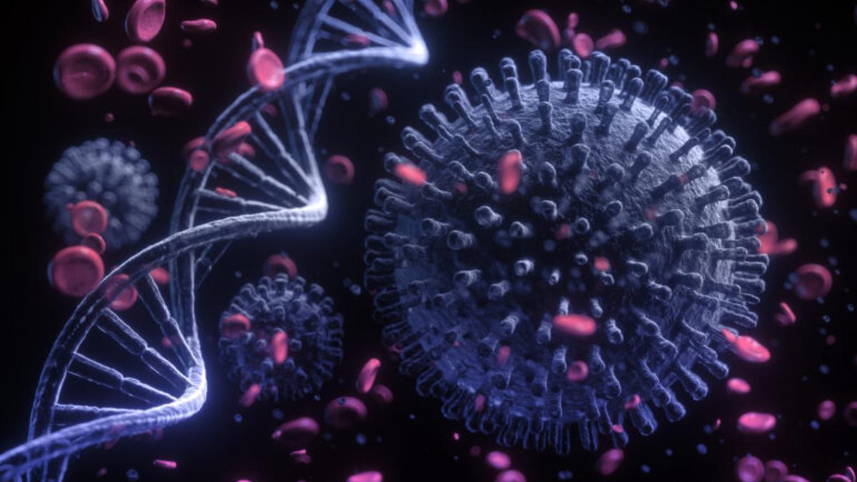 Recreación del virus del covid-19.