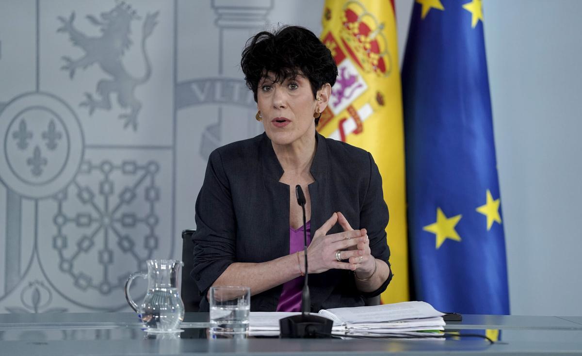 La ministra Portavoz, Elma Saiz, durante su comparecencia este martes tras el Consejo de Ministros.