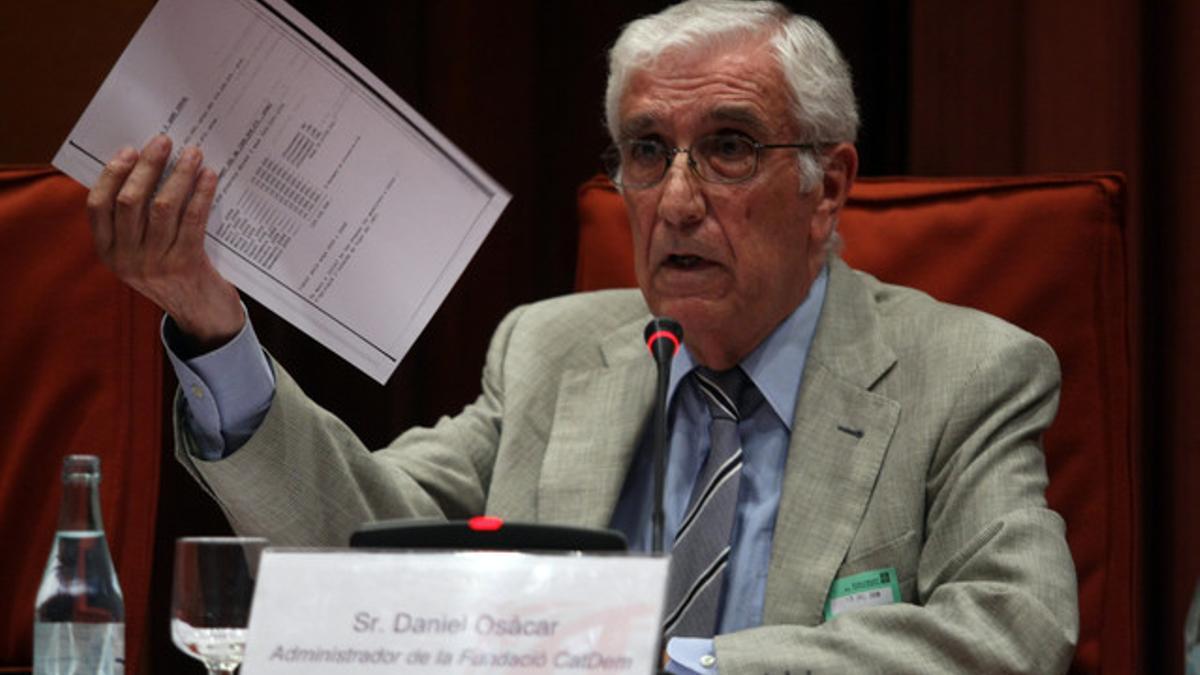 El extesorero de CDC Daniel Osàcar, en su comparecencia ante la comisión del Parlament sobre el 'caso Palau', el pasado 5 de julio.