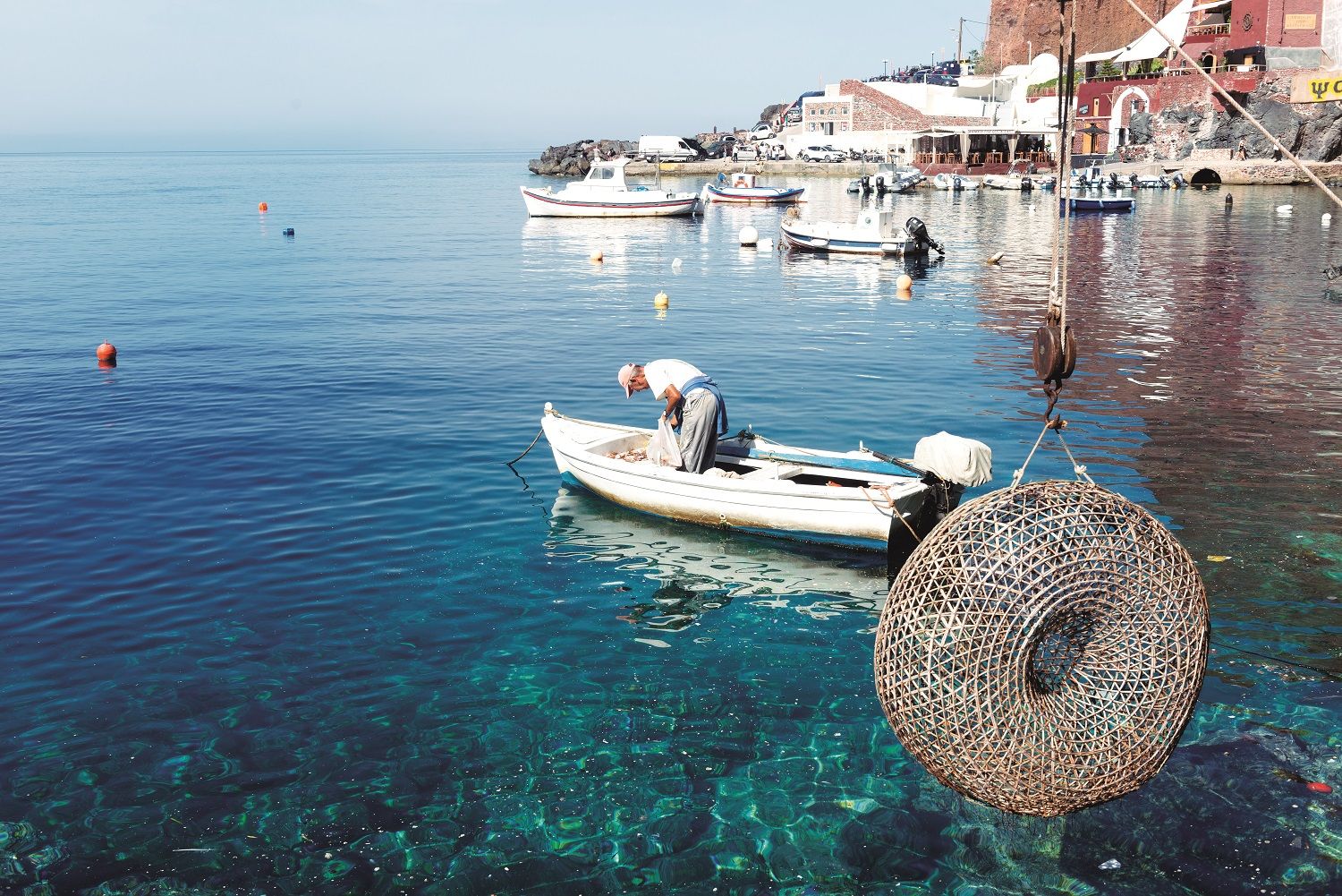 Puerto de Ammoudi en Santorini.
