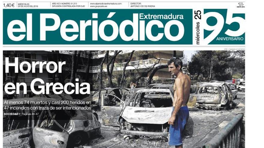 Esta es la portada de EL PERIÓDICO EXTREMADURA correspondiente al día 25 de julio del 2018