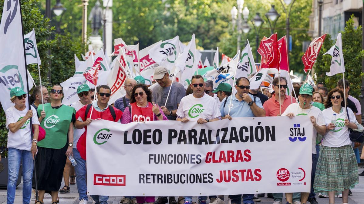 Una protesta de funcionarios de Justicia en Valladolid.