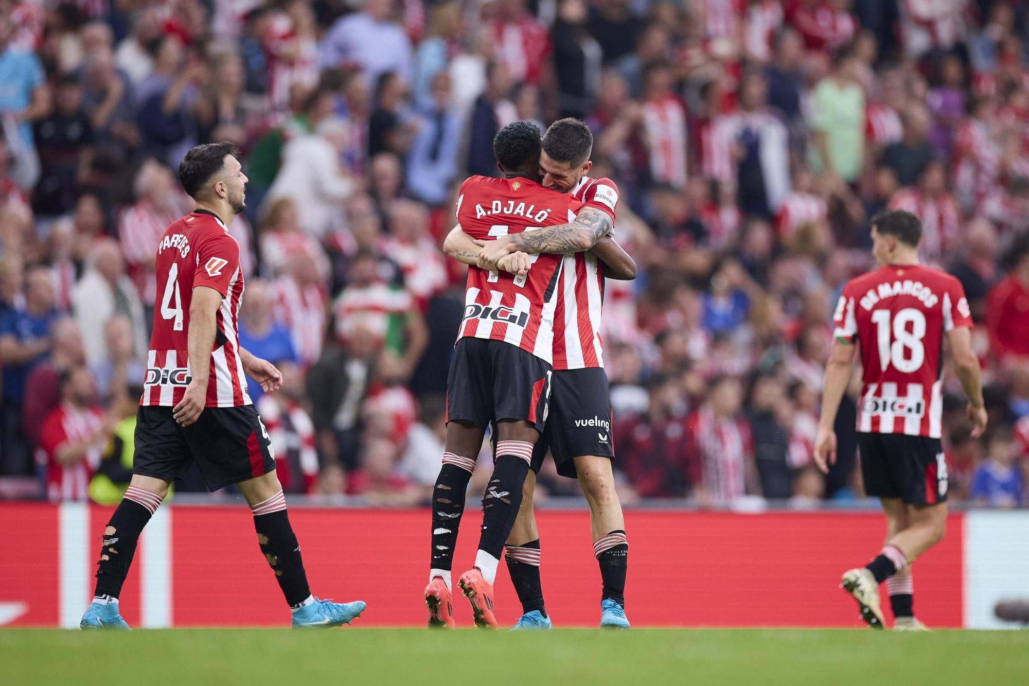 Alvaro Djalo of Athletic Club celebrates after scoring goal during the LaLiga EA Sports match between Athletic Club and RC Celta de Vigo at San Mames on September 22, 2024, in Bilbao, Spain. AFP7 22/09/2024 ONLY FOR USE IN SPAIN / Ricardo Larreina / AFP7 / Europa Press;2024;SPAIN;Soccer;Sport;ZSOCCER;ZSPORT;Athletic Club de Bilbao v RC Celta de Vigo- La Liga EA Sports;