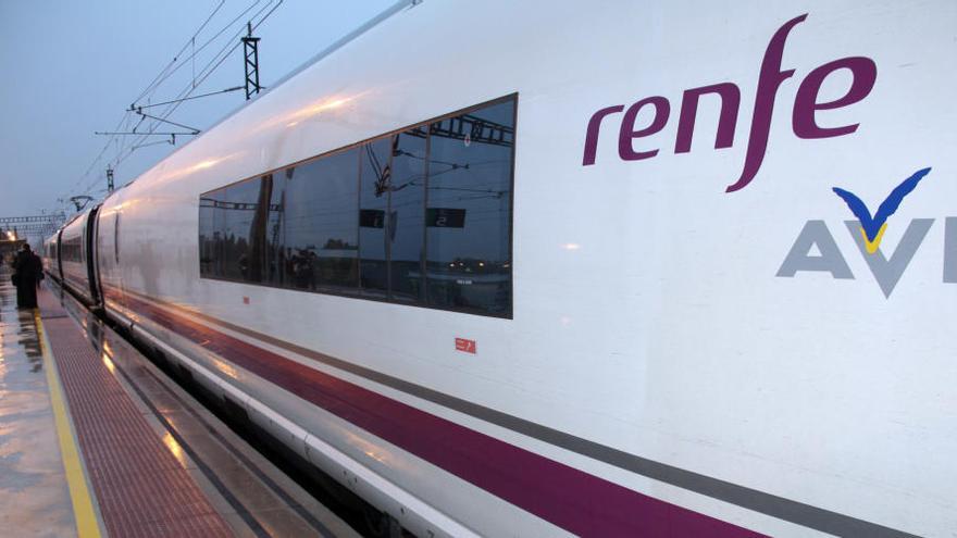 Un dels trens AVE que uneixen Barcelona i Perpinyà estacionat a l&#039;estació de Figueres-Vilafant.