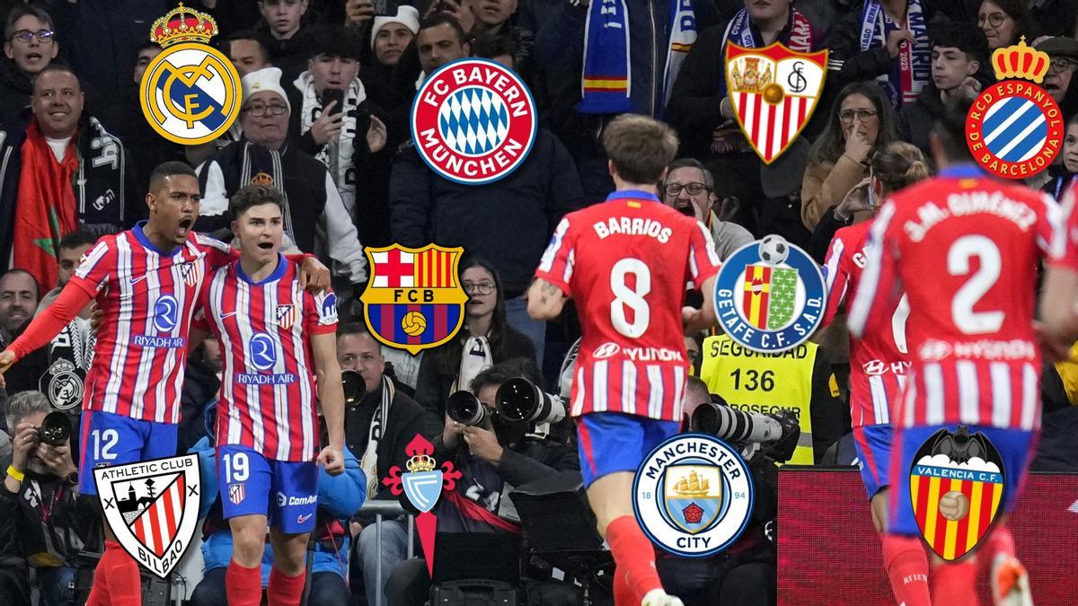 Equipos a los que se enfrentará el Atlético en febrero y marzo.