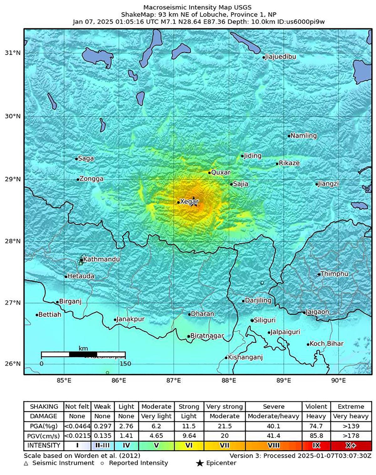 Al menos 36 muertos y 38 heridos tras seísmo de magnitud 6,8 en la región china del Tíbet